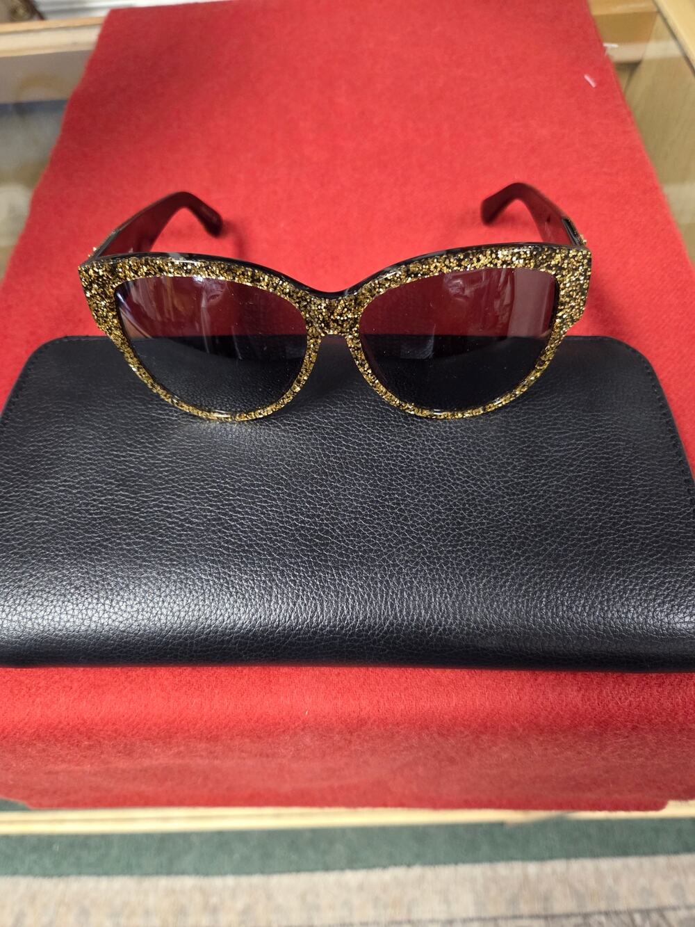 Ives Saint Laurent gold glitter Womens Sunglasses
